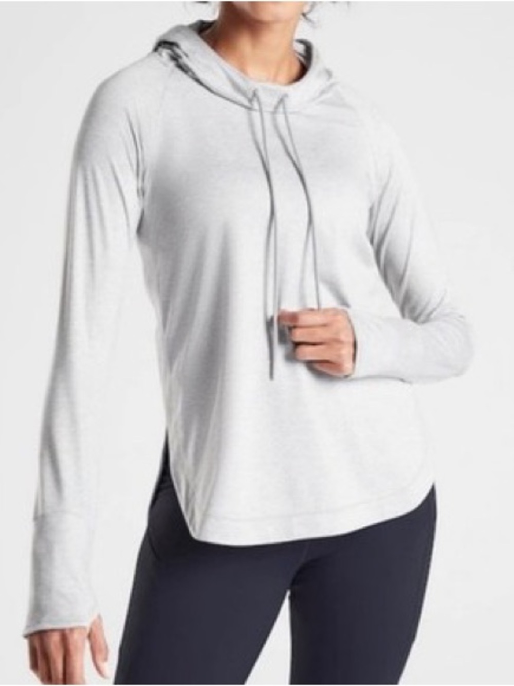 Athleta Uptempo Hoodie Light Gray Pullover Lightweight Active Top M